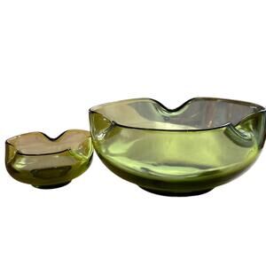Anchor Hocking Vintage Green Glass Chip Bowl Set
